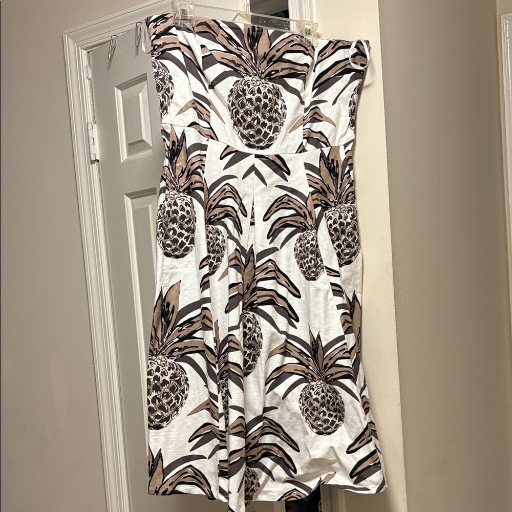 Eva Mendes for New York & Company Strapless Pineapple Print Dress XL Petite